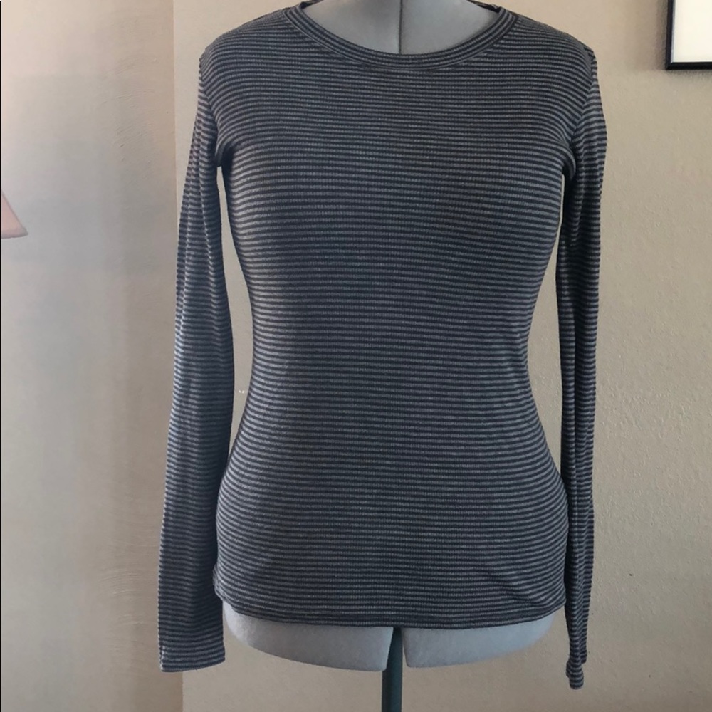 LA Made black/grey striped long sleeve tee size lg